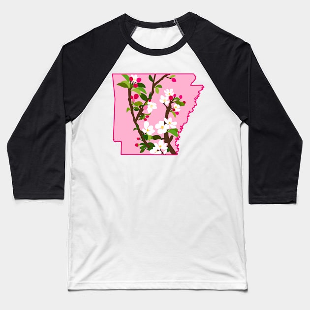 Arkansas State Flower Apple Blossom Baseball T-Shirt by avadoodle